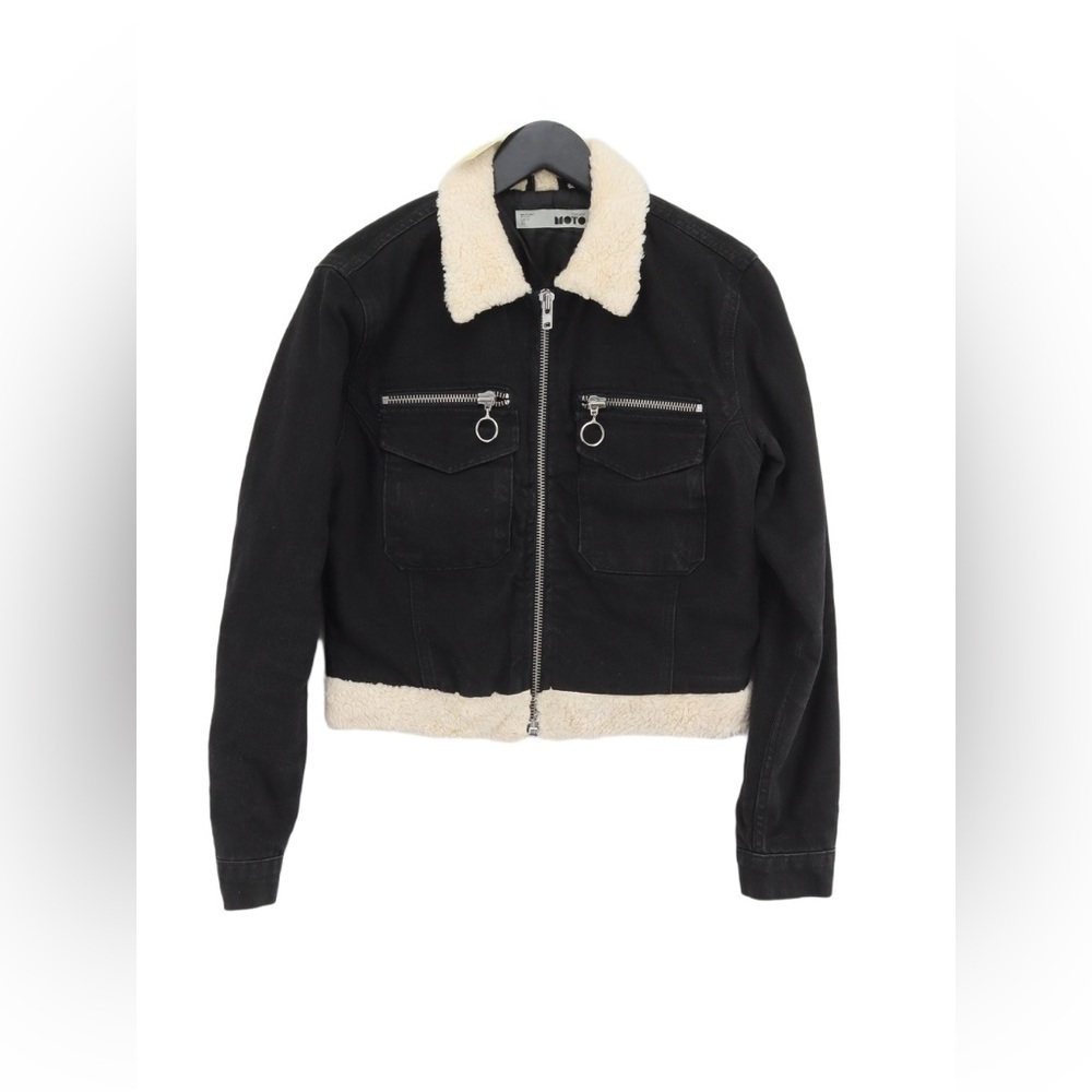 Topshop MOTO Cropped Denim Borg Jacket